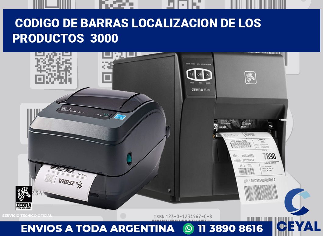 codigo de barras localizacion de los productos  3000