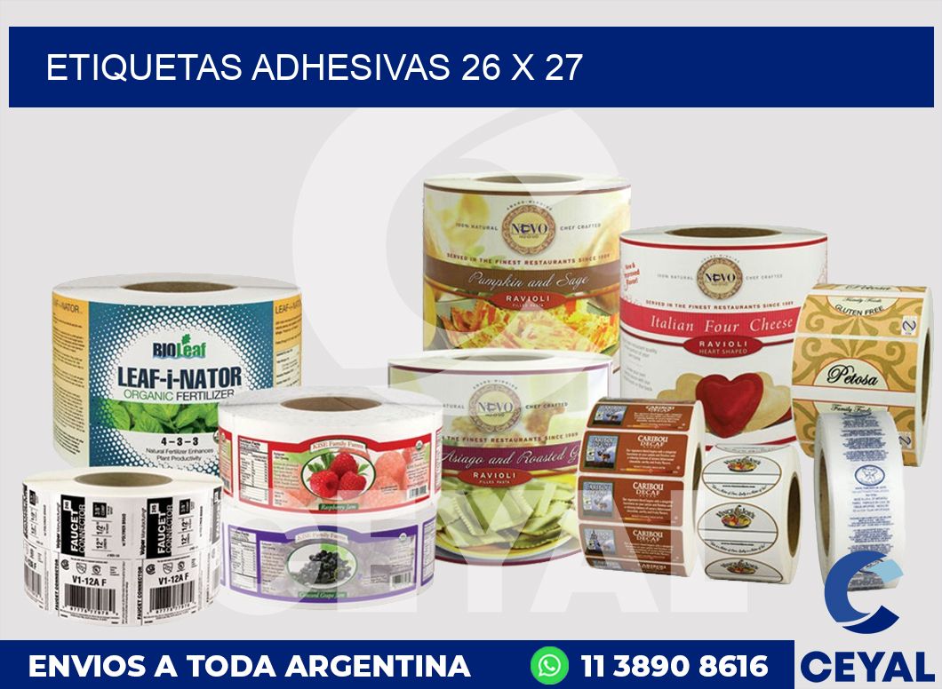 etiquetas adhesivas 26 x 27