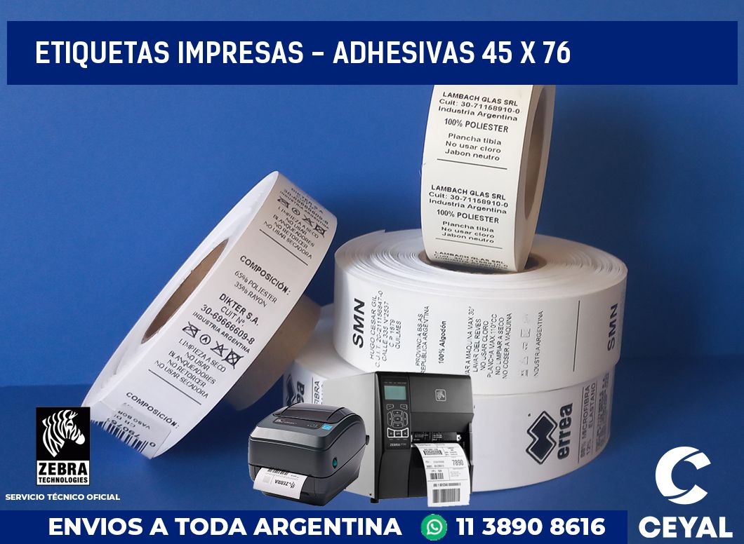etiquetas impresas – Adhesivas 45 x 76