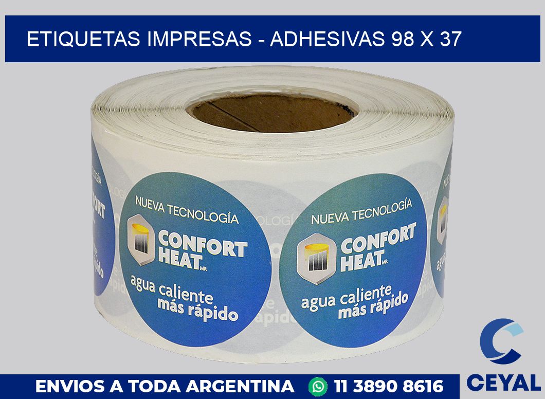 etiquetas impresas – Adhesivas 98 x 37