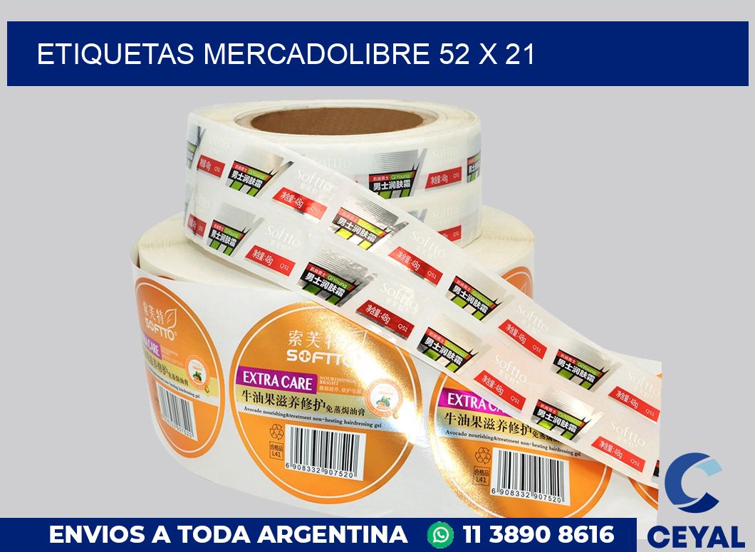 etiquetas mercadolibre 52 x 21