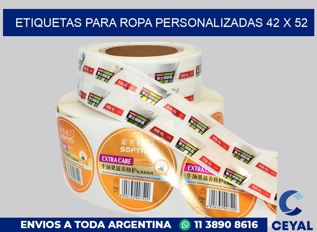 etiquetas para ropa personalizadas 42 x 52