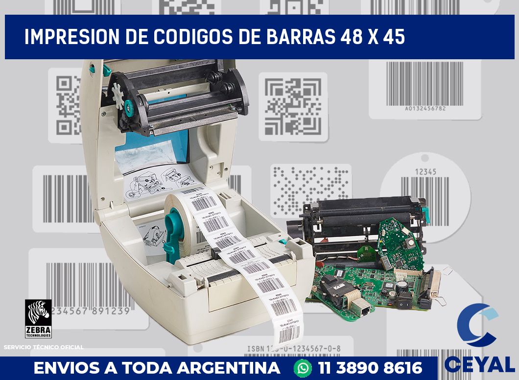 impresion de codigos de barras 48 x 45