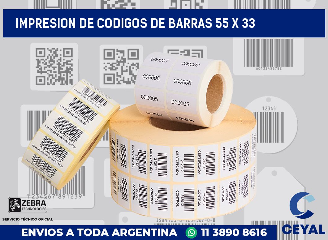 impresion de codigos de barras 55 x 33