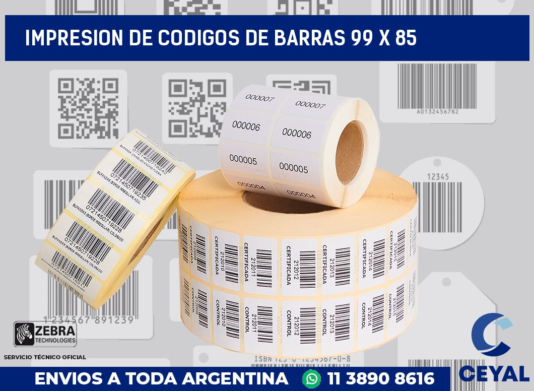 impresion de codigos de barras 99 x 85