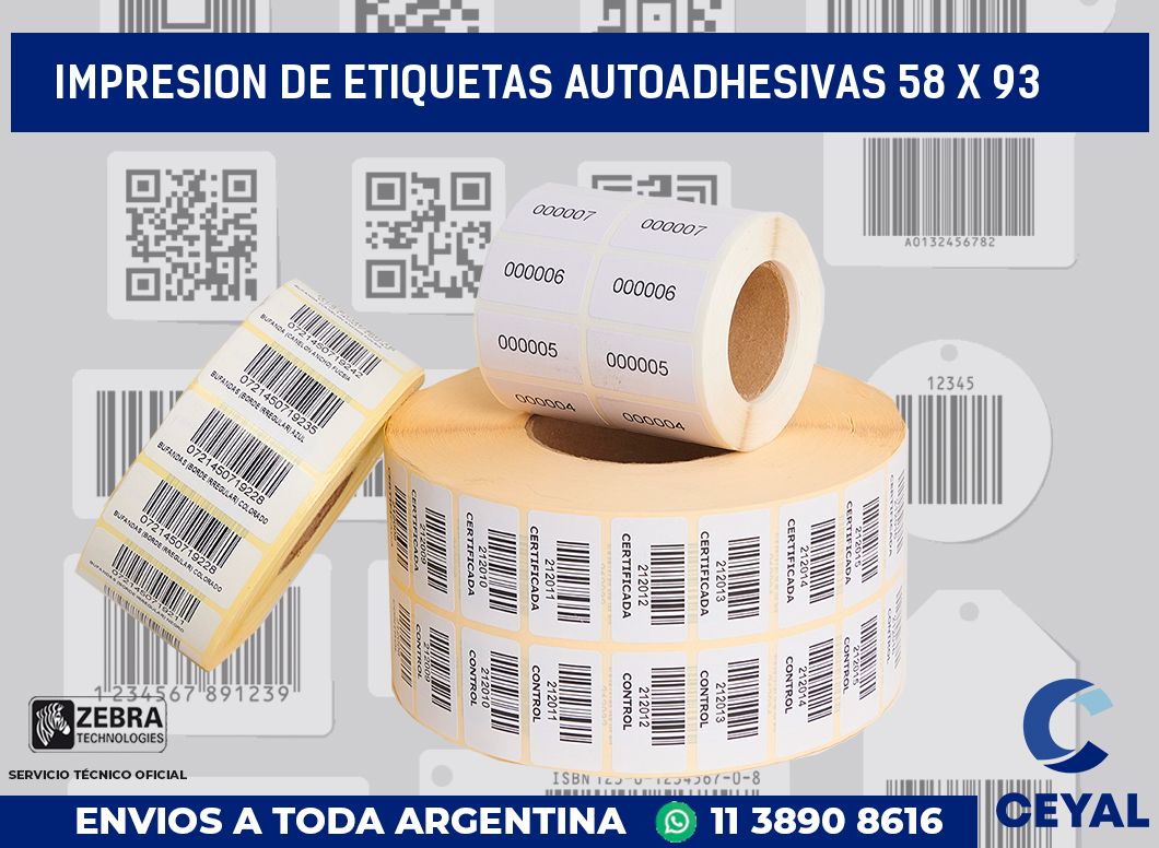 impresion de etiquetas autoadhesivas 58 x 93