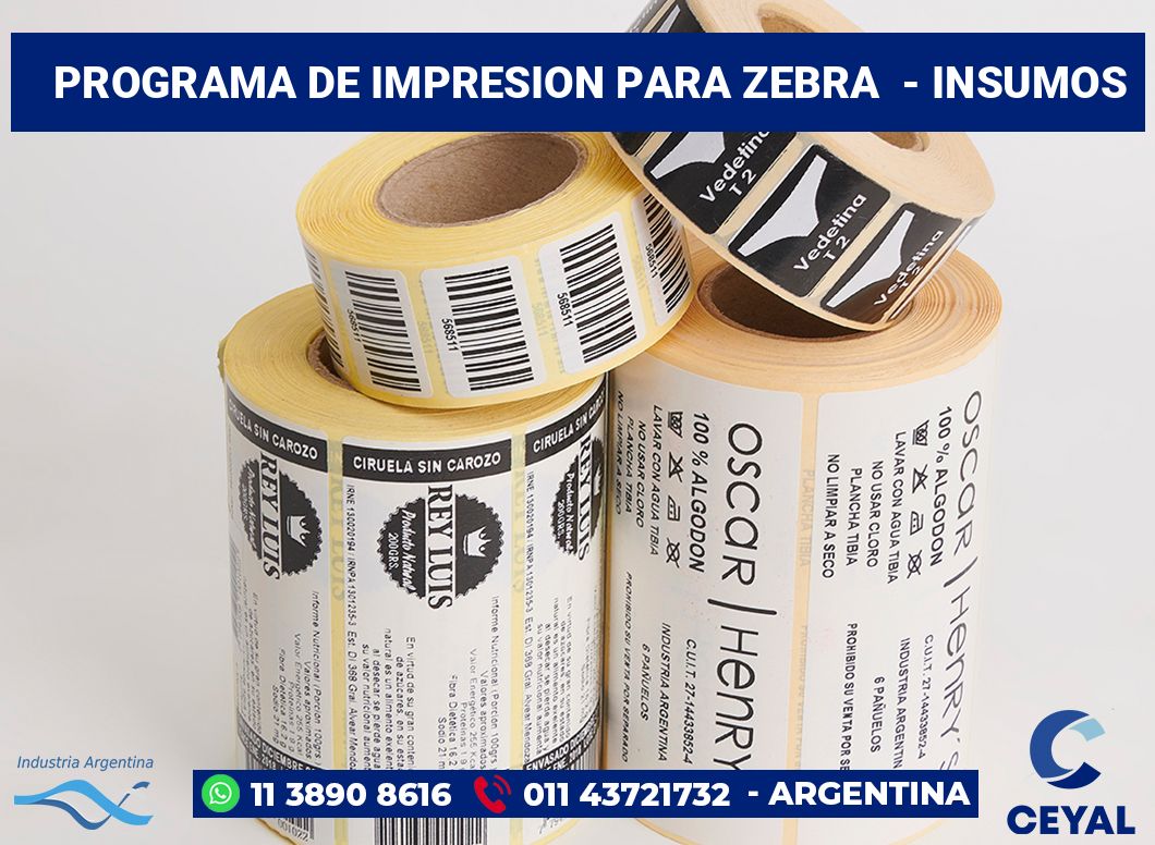 programa de impresion para zebra  - Insumos