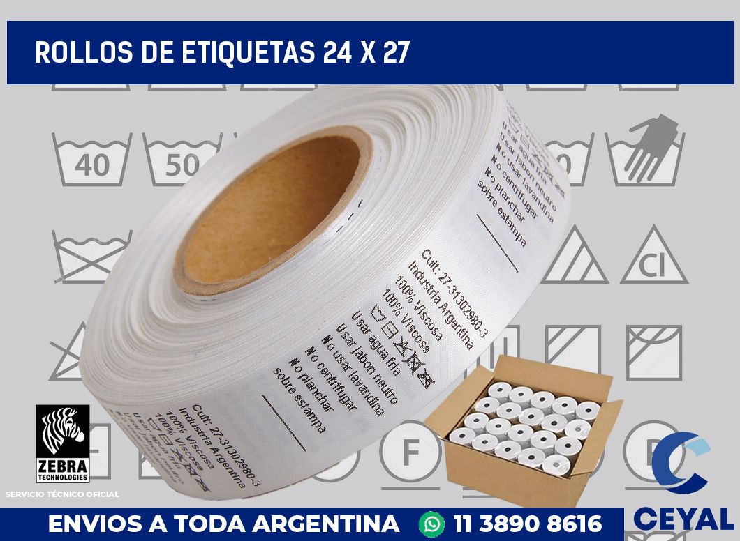 rollos de etiquetas 24 x 27