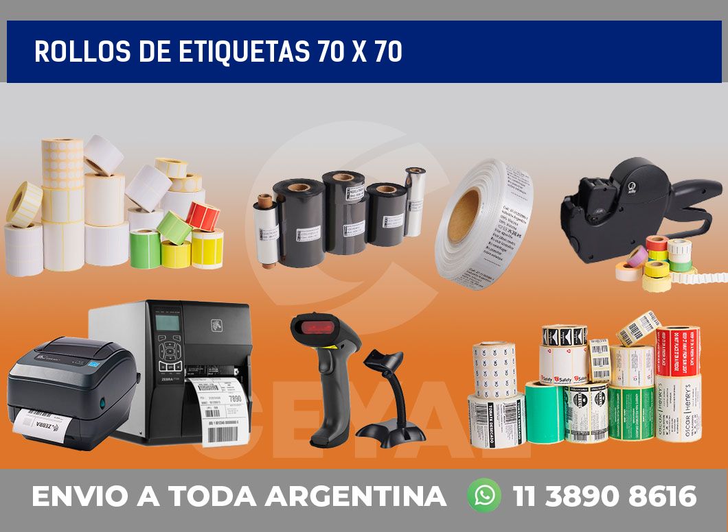 rollos de etiquetas 70 x 70