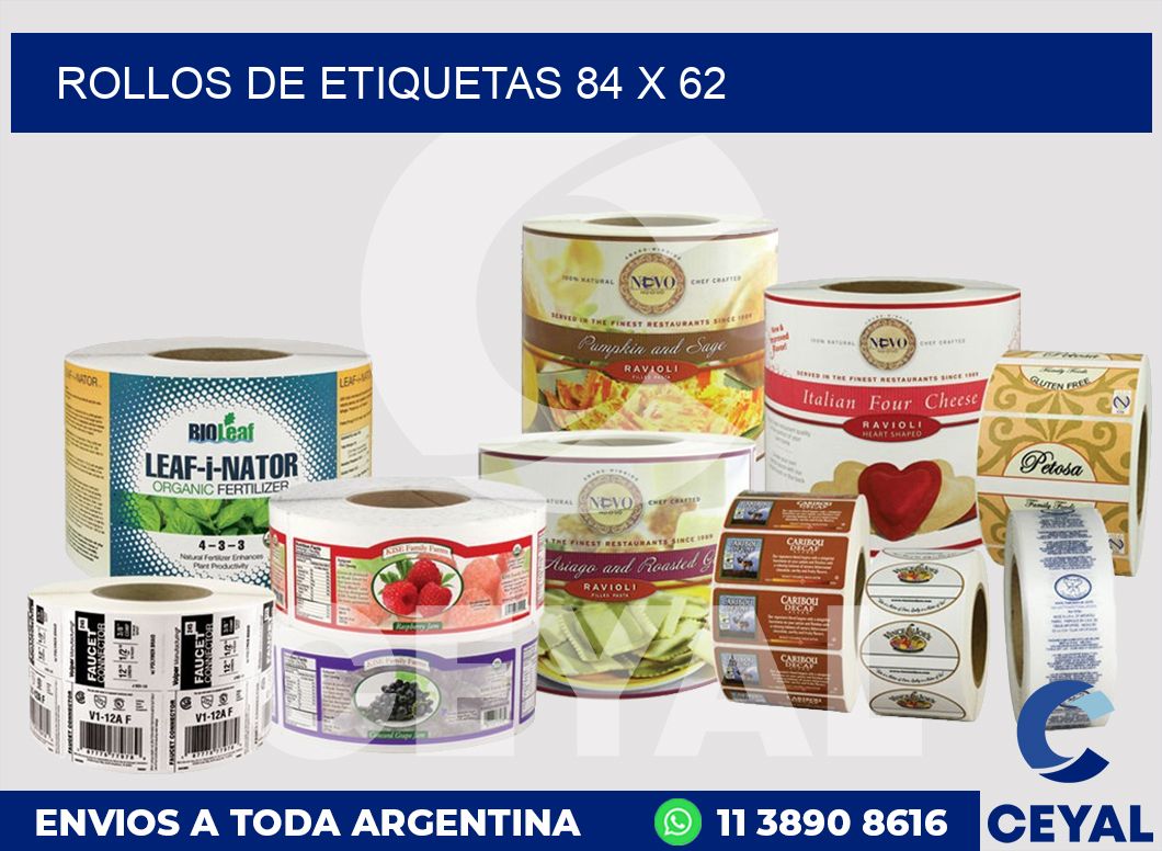 rollos de etiquetas 84 x 62