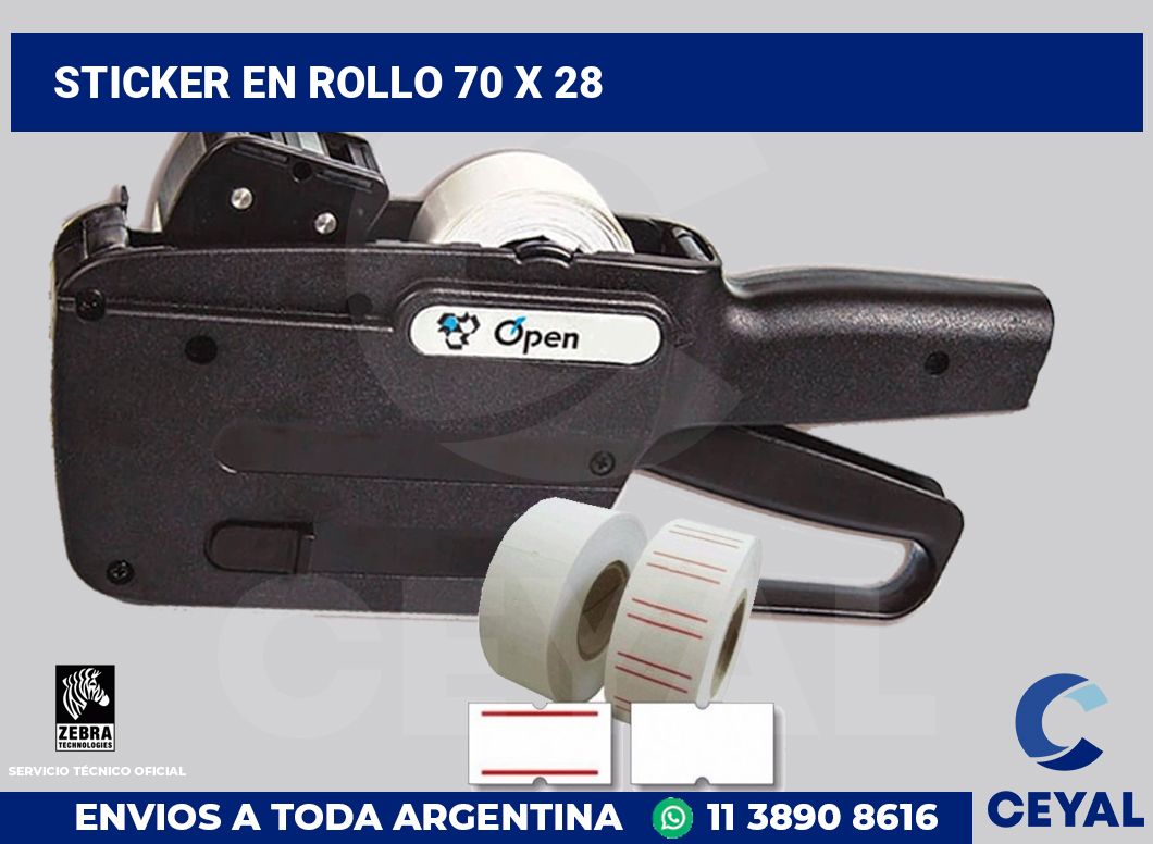 sticker en rollo 70 x 28
