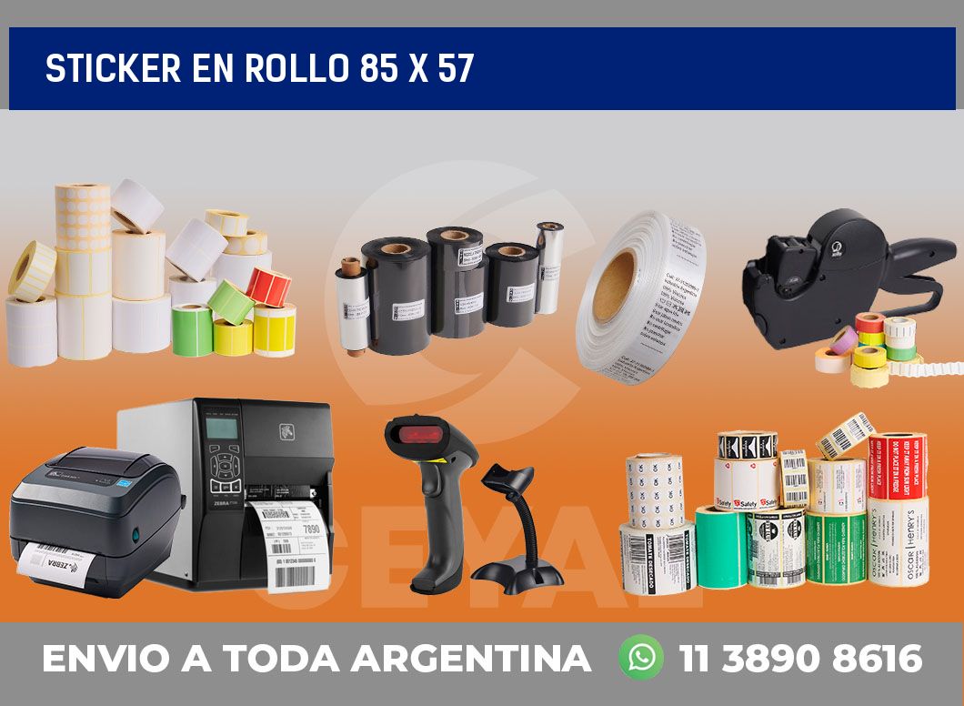 sticker en rollo 85 x 57