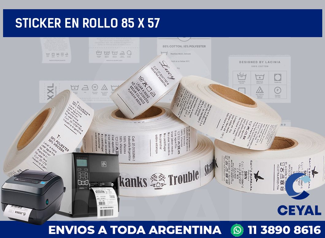 sticker en rollo 85 x 57