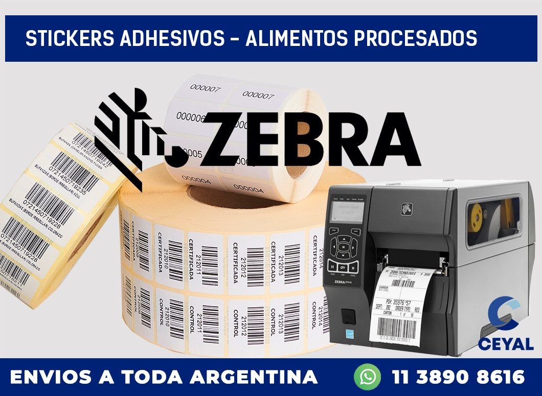 stickers adhesivos - alimentos procesados