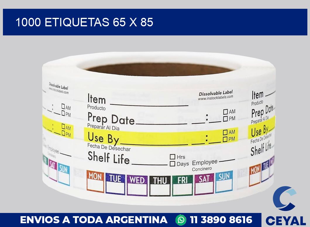 1000 etiquetas 65 x 85