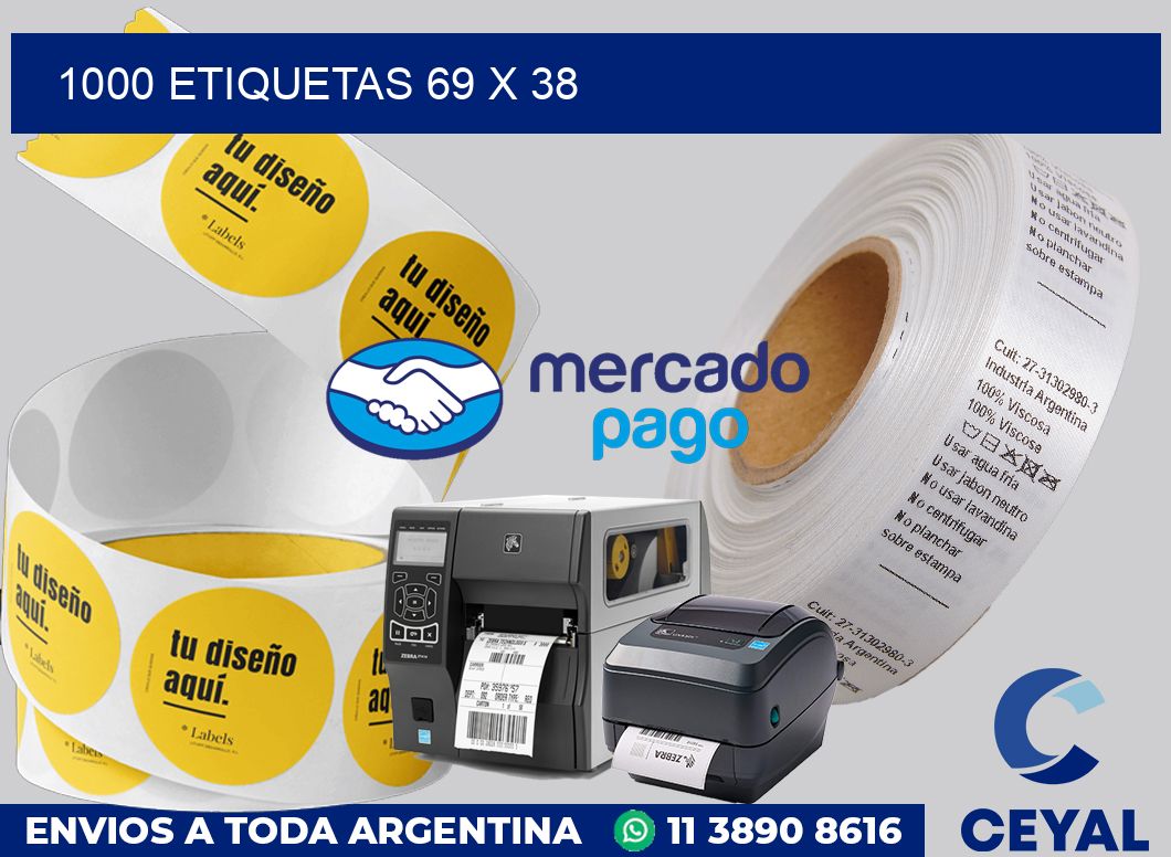 1000 etiquetas 69 x 38