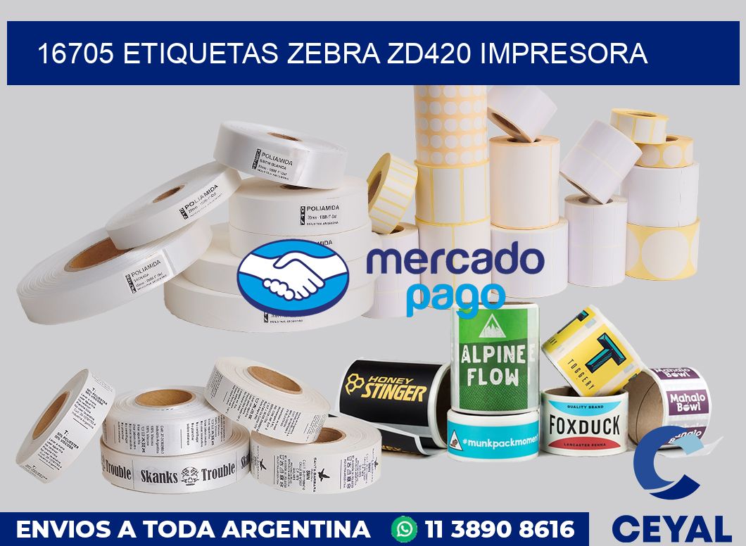 16705 etiquetas Zebra zd420 impresora