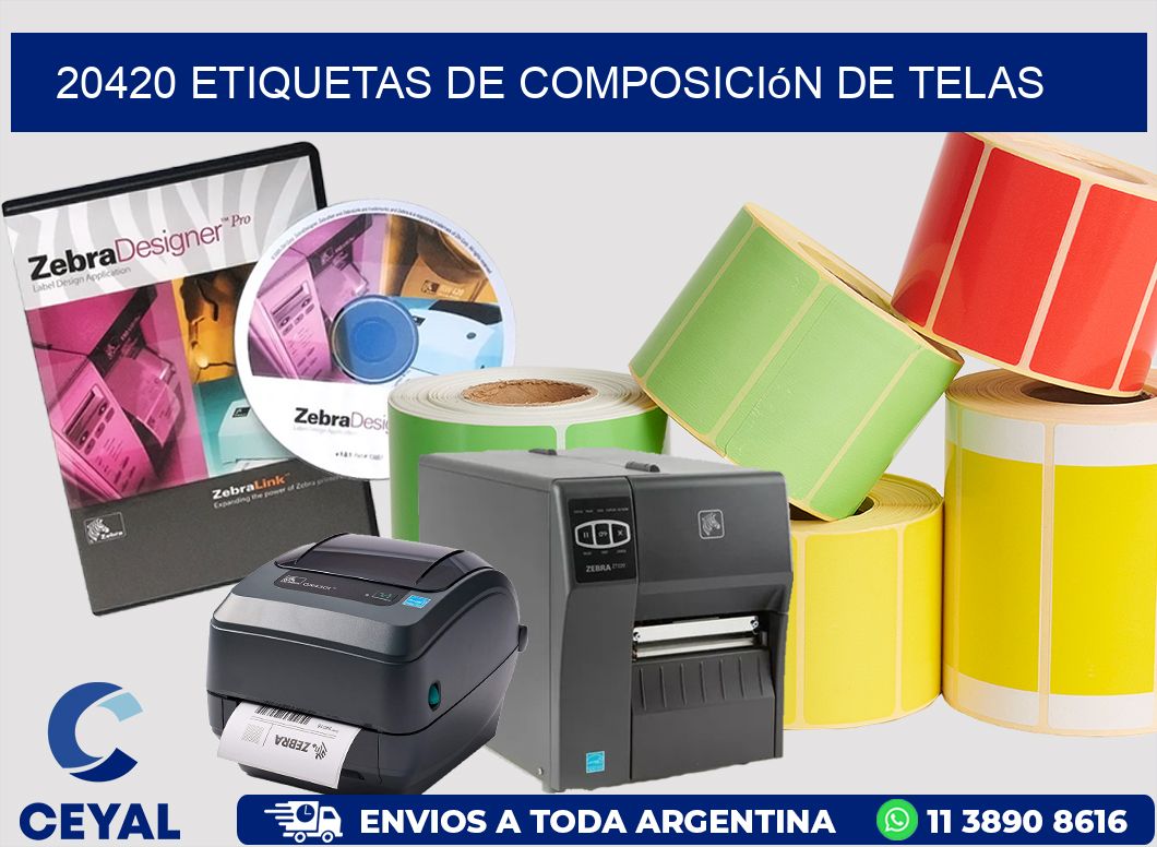 20420 Etiquetas de composición de Telas