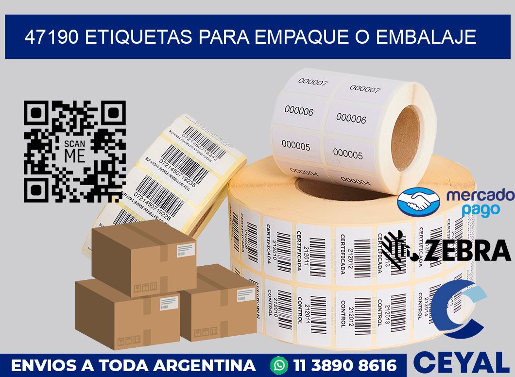 47190 etiquetas para empaque o embalaje