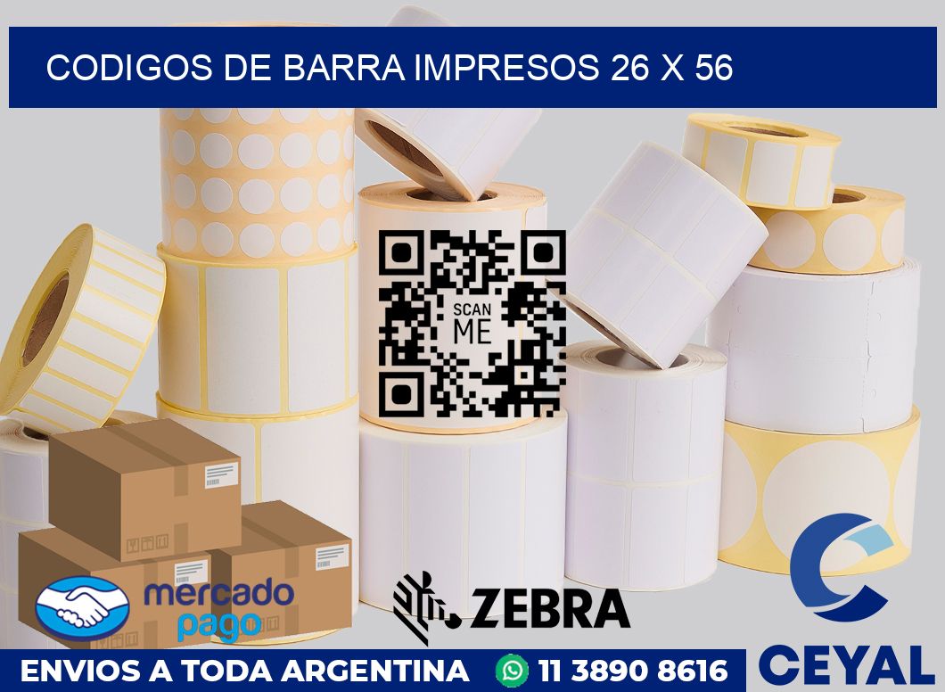 Codigos de barra impresos 26 x 56