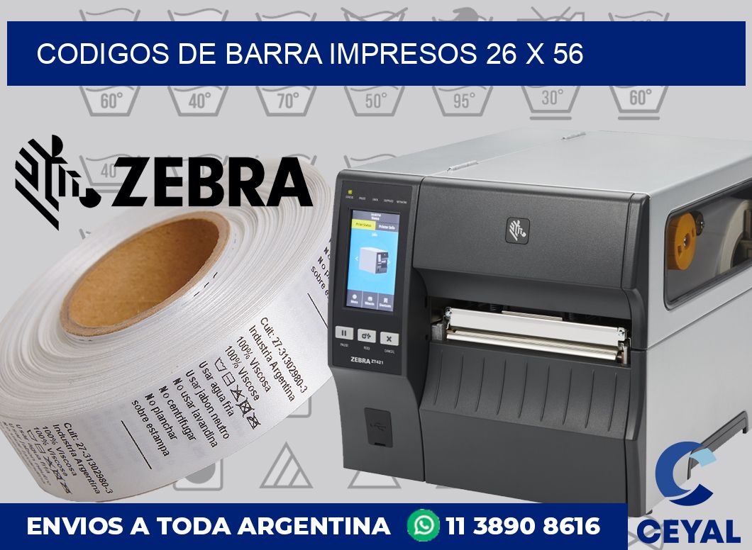 Codigos de barra impresos 26 x 56