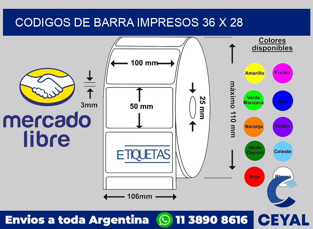 Codigos de barra impresos 36 x 28