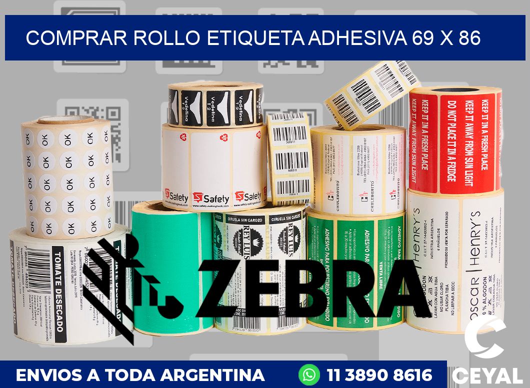 Comprar rollo etiqueta adhesiva 69 x 86