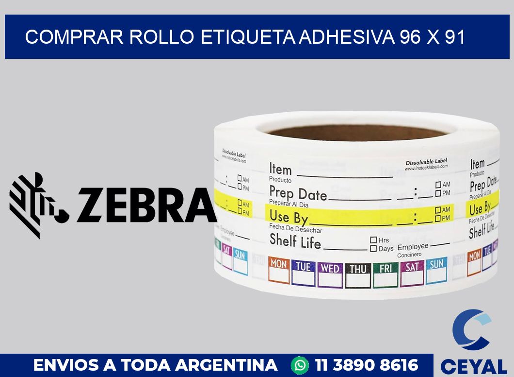 Comprar rollo etiqueta adhesiva 96 x 91