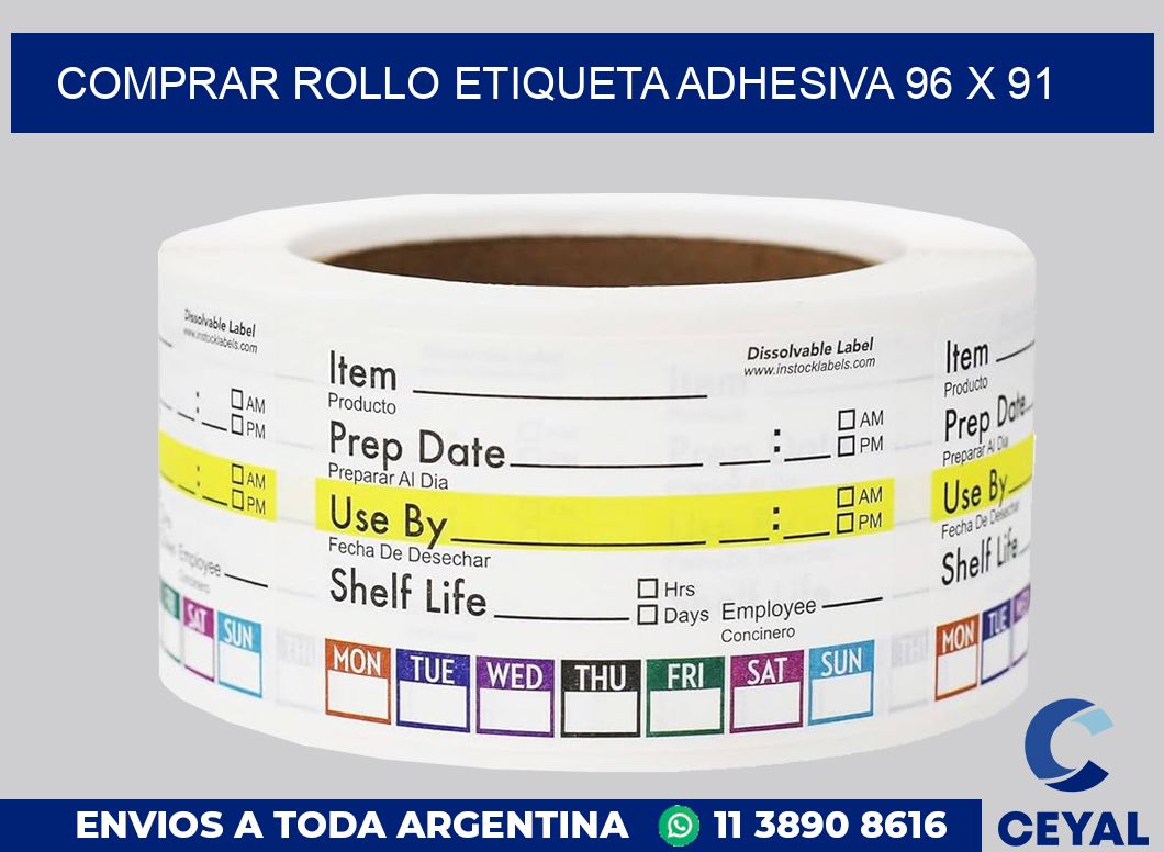 Comprar rollo etiqueta adhesiva 96 x 91