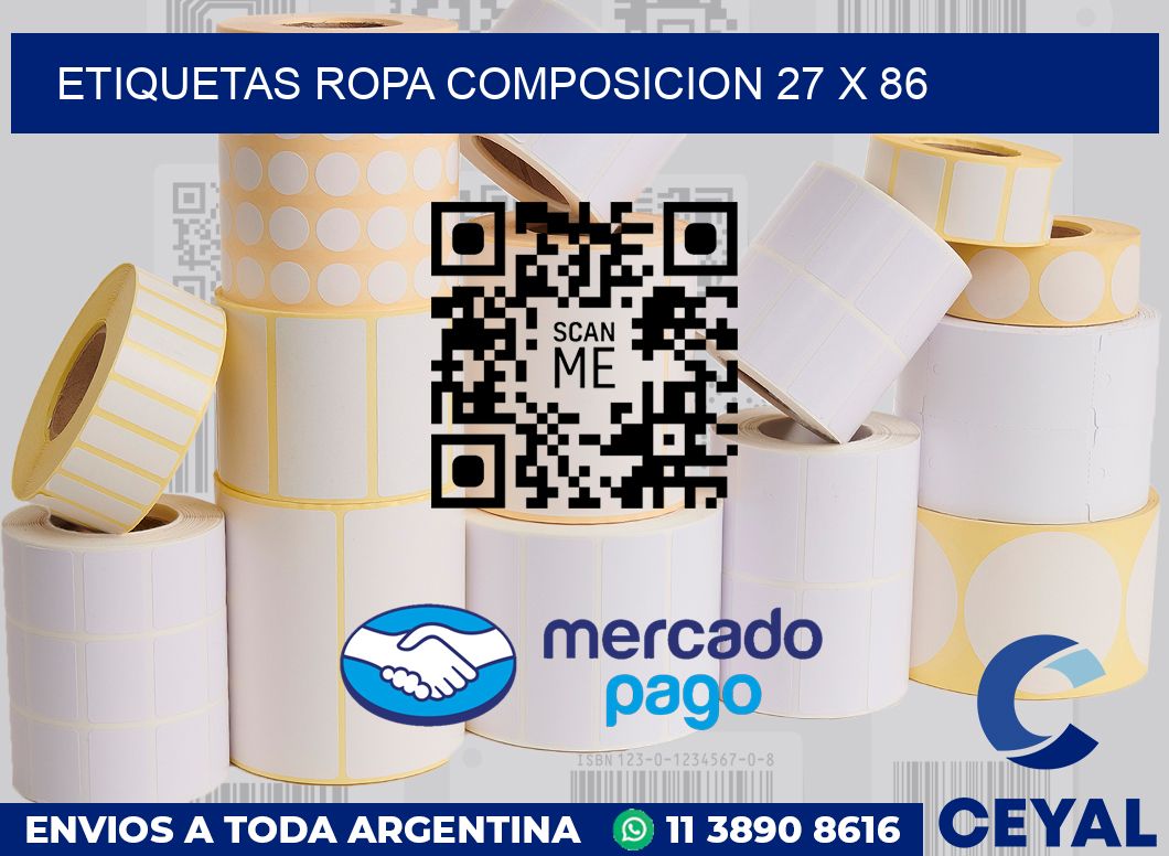 Etiquetas ropa composicion 27 x 86