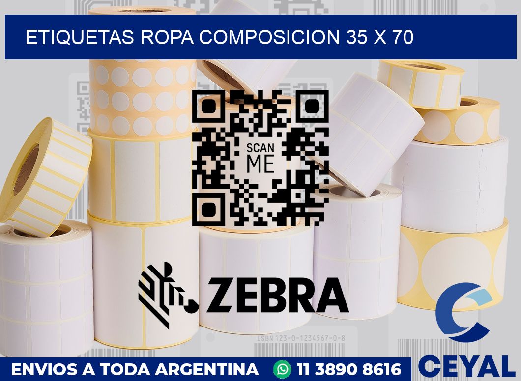 Etiquetas ropa composicion 35 x 70