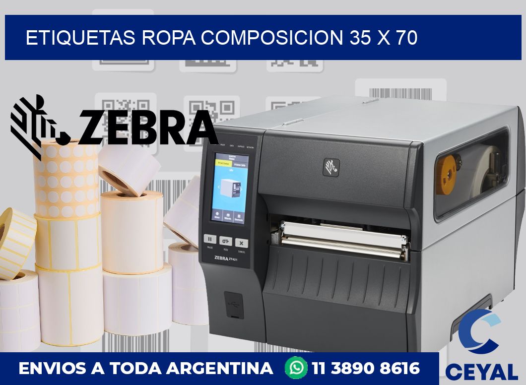 Etiquetas ropa composicion 35 x 70