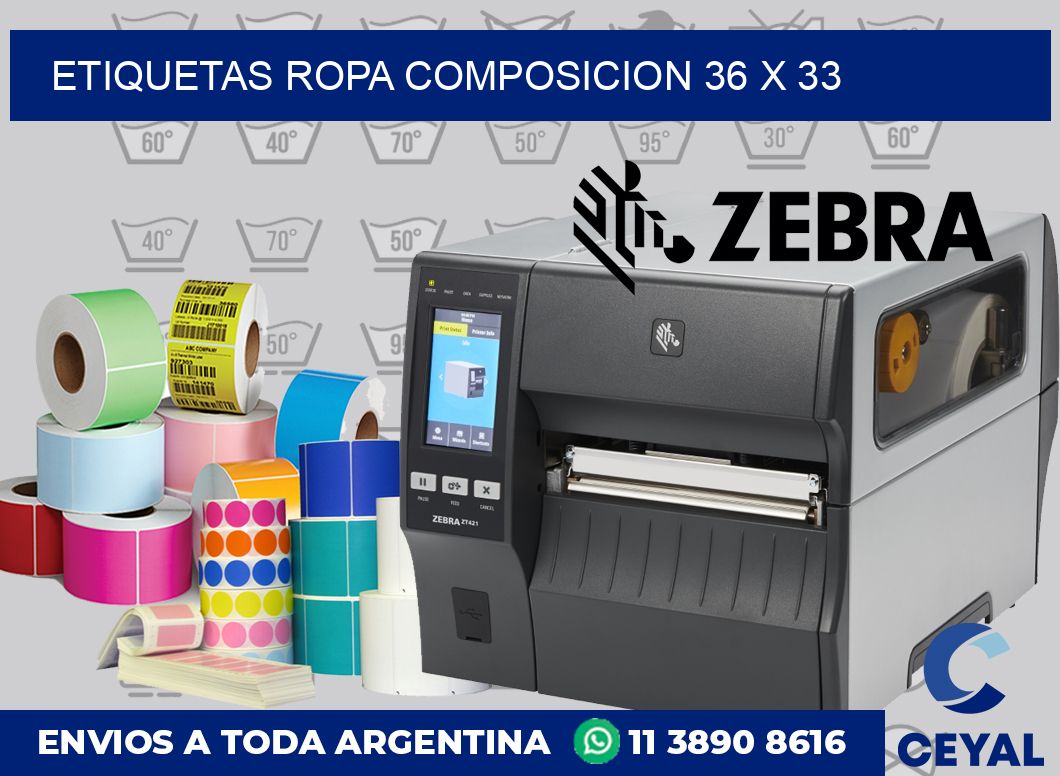 Etiquetas ropa composicion 36 x 33