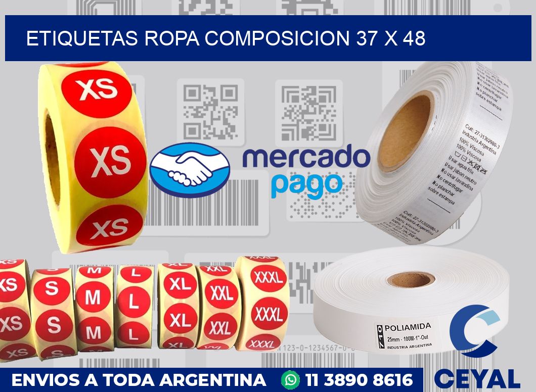 Etiquetas ropa composicion 37 x 48