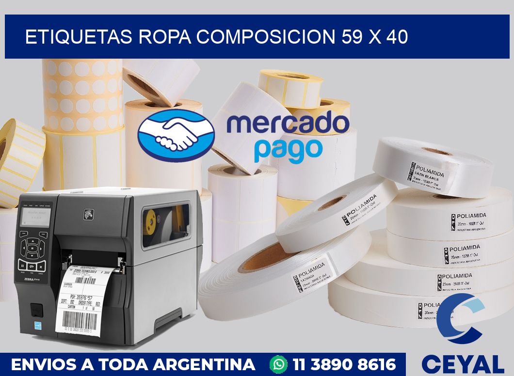 Etiquetas ropa composicion 59 x 40