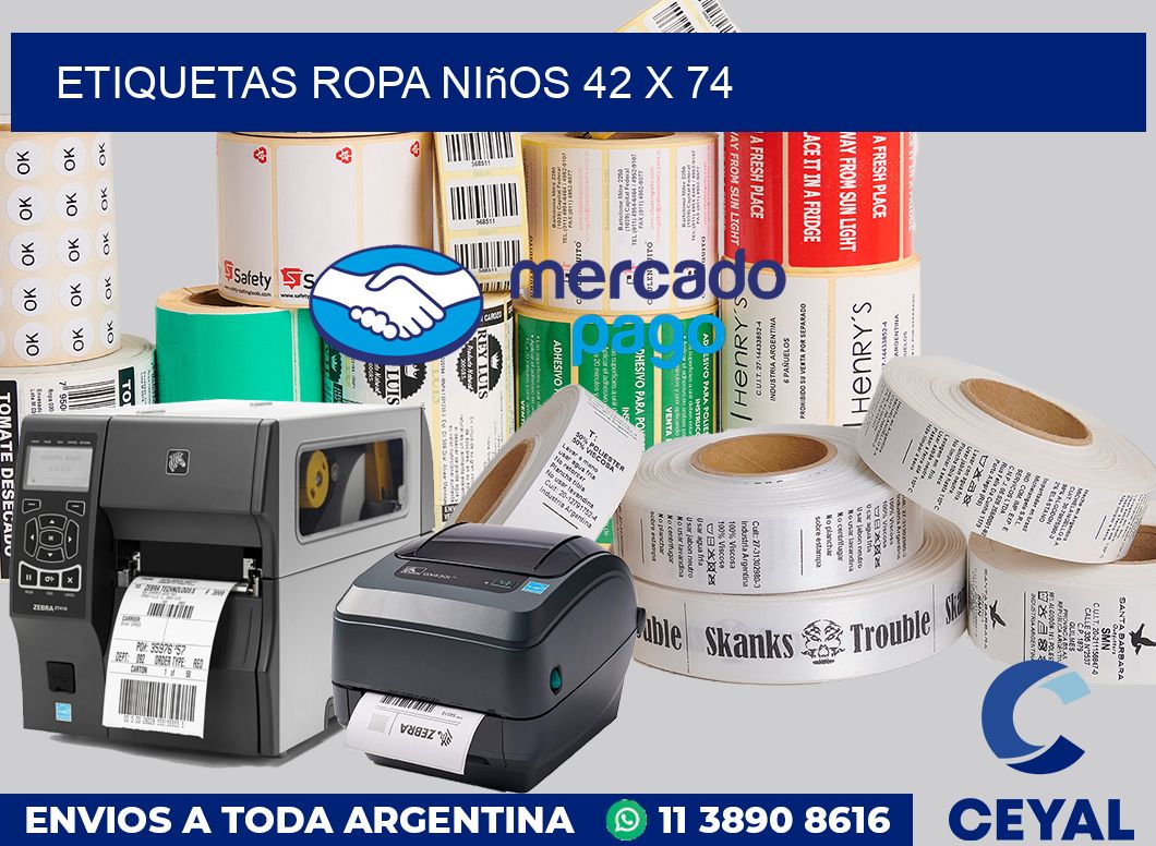 Etiquetas ropa niños 42 x 74