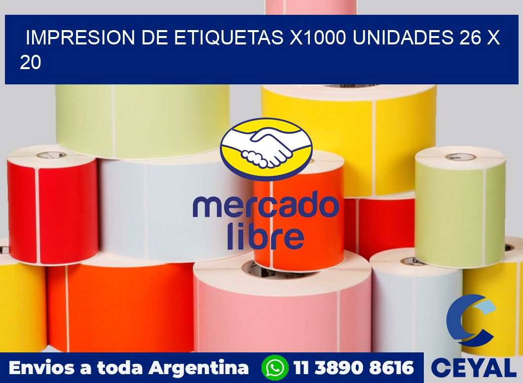 Impresion de etiquetas x1000 unidades 26 x 20