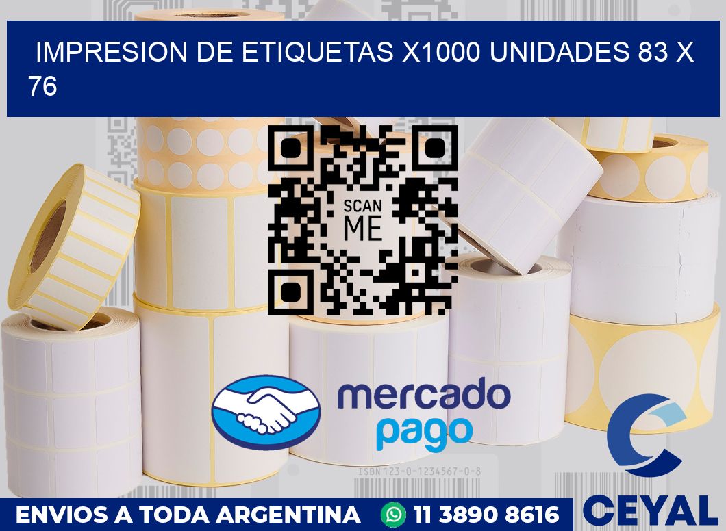 Impresion de etiquetas x1000 unidades 83 x 76