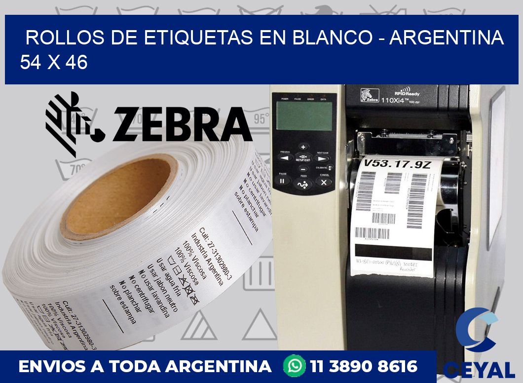 Rollos de etiquetas en blanco - Argentina 54 x 46