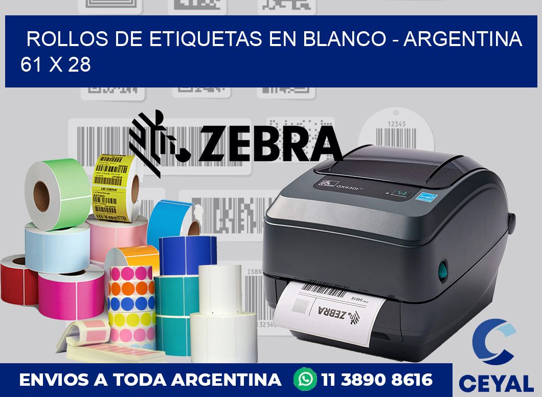 Rollos de etiquetas en blanco – Argentina 61 x 28