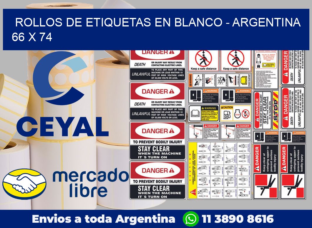 Rollos de etiquetas en blanco – Argentina 66 x 74