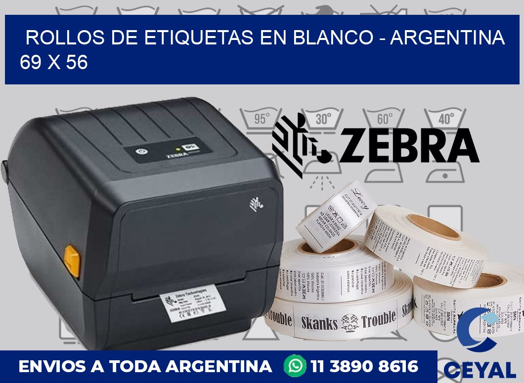 Rollos de etiquetas en blanco - Argentina 69 x 56