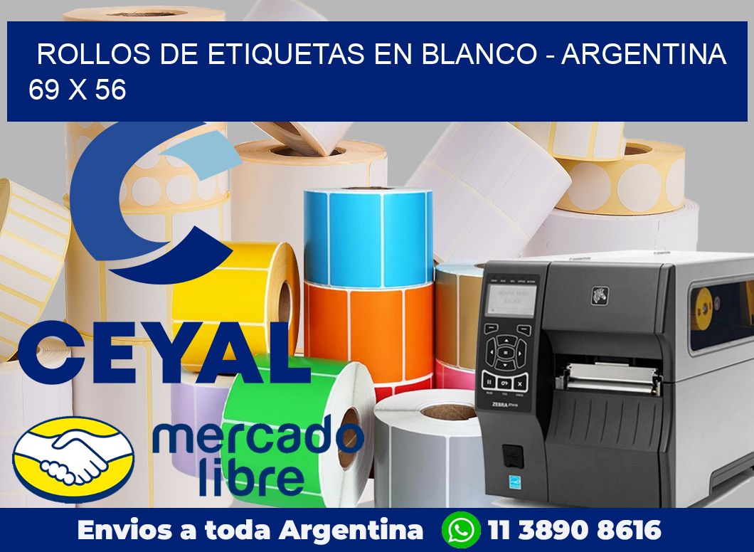 Rollos de etiquetas en blanco – Argentina 69 x 56