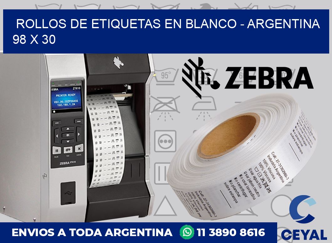 Rollos de etiquetas en blanco – Argentina 98 x 30