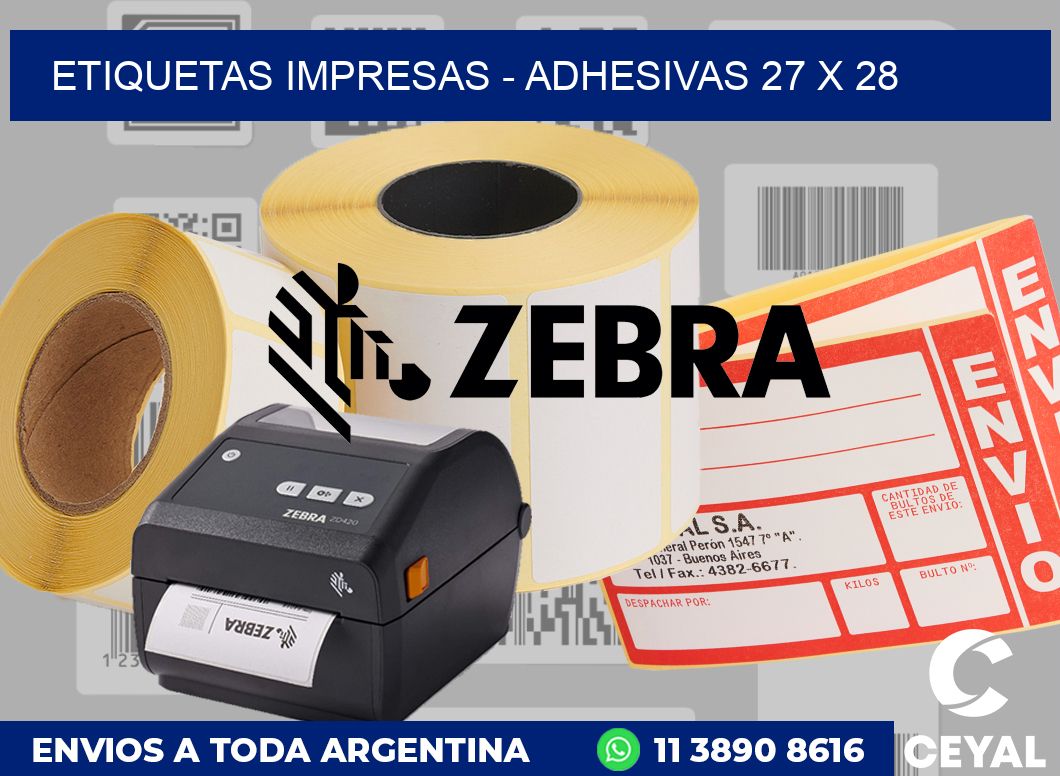 etiquetas impresas - Adhesivas 27 x 28
