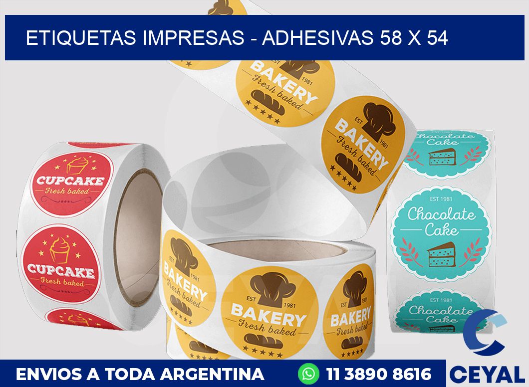 etiquetas impresas - Adhesivas 58 x 54