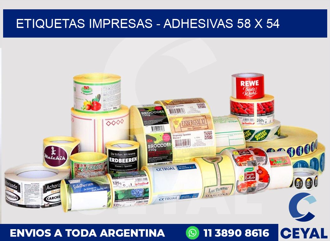 etiquetas impresas – Adhesivas 58 x 54