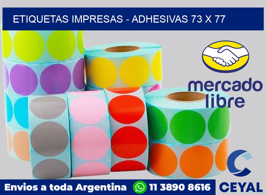 etiquetas impresas - Adhesivas 73 x 77