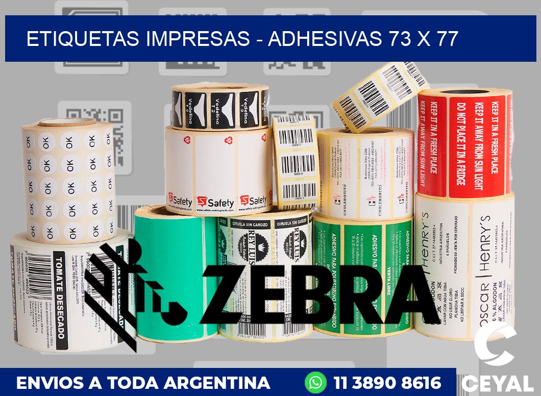 etiquetas impresas - Adhesivas 73 x 77