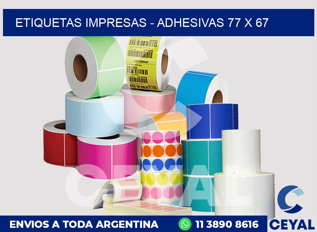 etiquetas impresas - Adhesivas 77 x 67